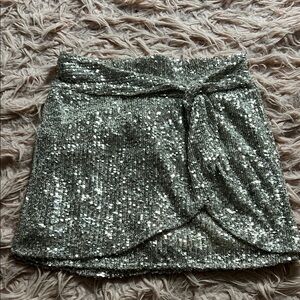 GB Girls Silver and Cream Sequin Mini Skirt